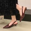 2025 Woman Sexy High Heels Women Sandals Summer Fashion Pointed Toe Low-heel Pumps Slingbacks Elegant Female Heeled Shoes
