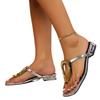 Female Shoes on Sale 2025 Flip Flops Women's Slippers Hot Sale Daily Slippers Women Metal Decoration Square Toe Plus Size Sandal