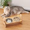 Adjustable Bamboo Pet Feeder with Double Bowls for Cats and Dogs - Non-slip Design