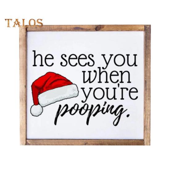 

Рождественский декоративный знак, праздничный сезонный настенный декоративный знак, деревянная рамка, рождественский забавный знак для ванной комнаты, баров, клубов, гостиной 15x15cm A