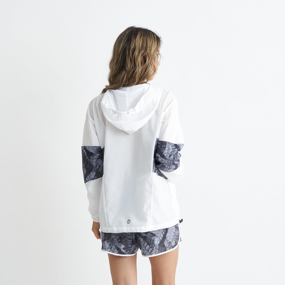 Roxy Print Hooded Jacket Medium Women's Water-Repellent (RJK241504) White,