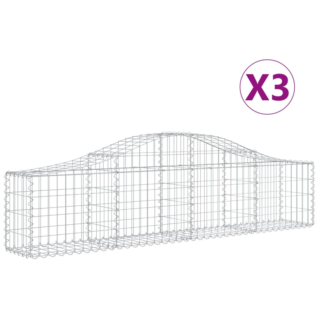 Vidaxl Kosze Gabionowe, 3 Szt, 200X30X40/60 Cm, Galwanizowane Żelazo