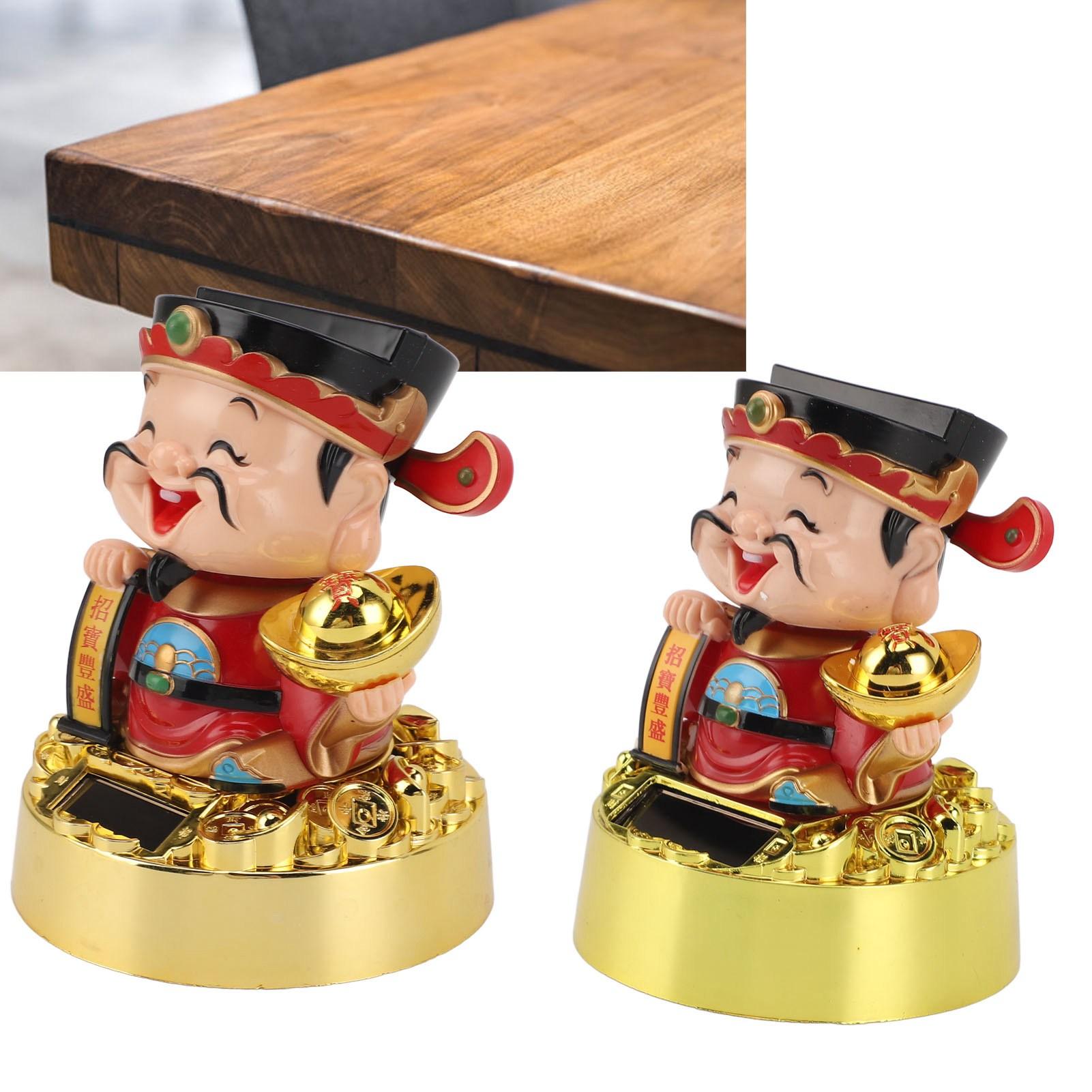 

Solar God Of Fortune Car Ornament Vivid Feng Shui Decor Energy Efficient Solar God Of Wealth Figurine Light Sensing for Office M