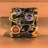 High Quality Black Gold-plated Color Stone Hollow Colorful Separation Ring for Women Wedding Party Engagement Ring