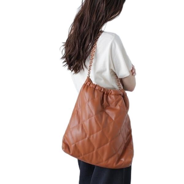 Стеганая сумка-тоут A4 Freeze Mart, Коричневая, Один размер