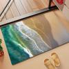 Ocean Spring Beach Wave Summer Door Mat Bath Microfiber Decorative Versatile Flannel Floor Mat Quick Dry Absorbent Non-slip Sole