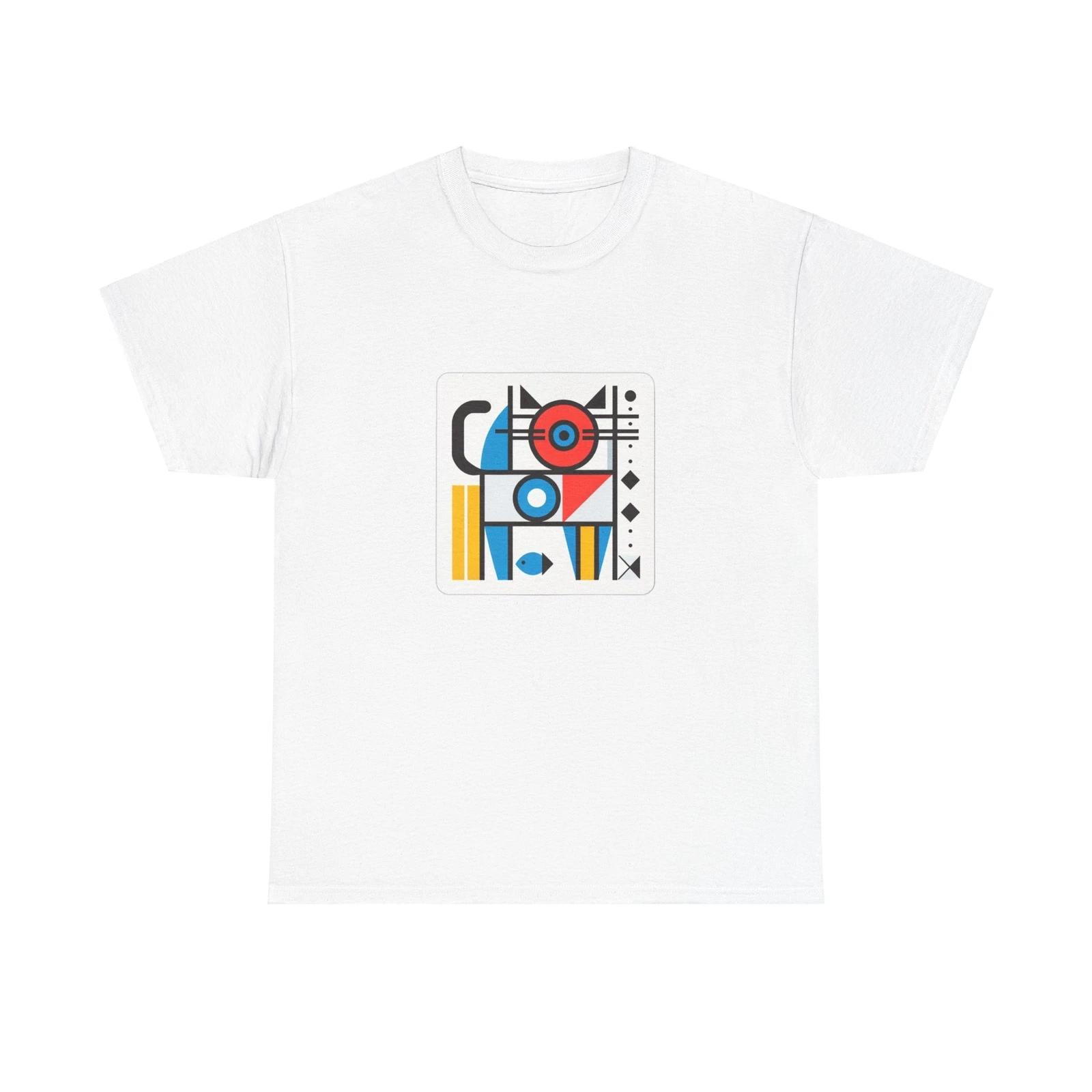 

Unisex Adult T Shirt Geometric Abstract Cat Design, Artistic Modern Cool Hipster 2XL