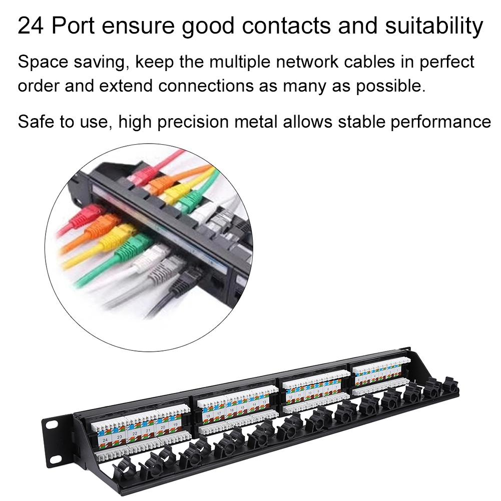 Gold Plated 24 Port Mountable Data Patch Panel High Speed CAT6 CAT 6 Network Cable Rack