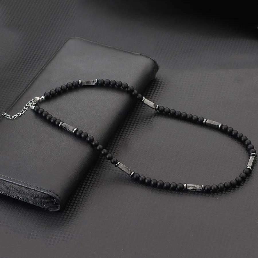 Wykwintny Naszyjnik z Kamienia Onyksu Klasy A 6mm Męski Ręcznie Robiony Naturalny Oko Tygrysa Koraliki Howlite Naszyjnik Medytacja Leczenie Biżuteria dla Mężczyzn