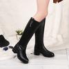 Winter Women Boots 2025 Korean Women's Knee Boots Waterproof High Heel Boots Comfortable Chunky Heel Long Boots