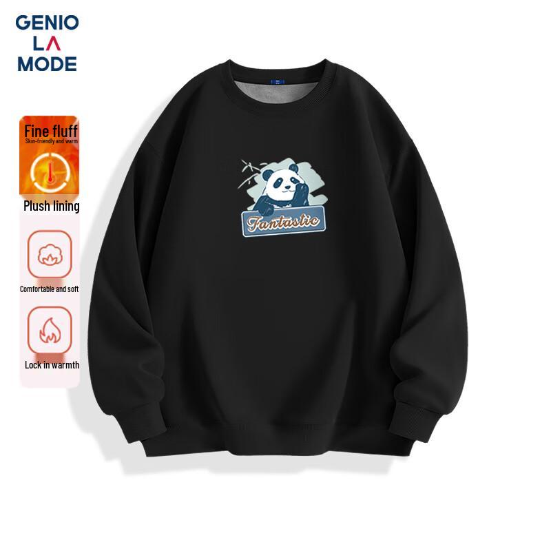 GENIOLAMODE Men's Fleece-Lined Crewneck Pullover Sweatshirt