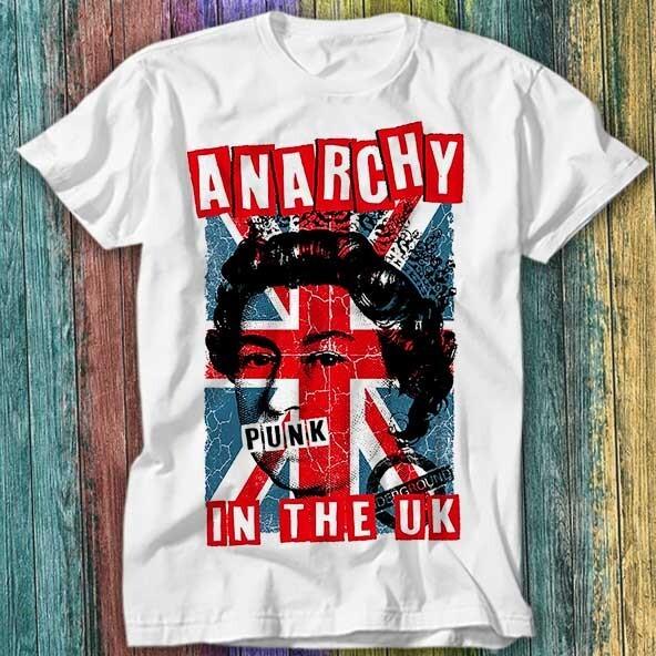 Anarchy in the UK Punk Music Rock Queen Elizabeth Crown T Shirt Top Tee 441