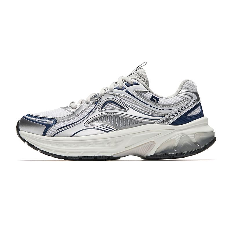 New Anta Running Collection Cushioning, Wear Resistant Low Top Casual Running Shoes Women's White Silver 922535595-3