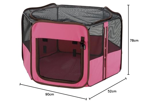 Richell Foldable Pet Playpen 90-90 (90 x 78 x 52 cm), Pink