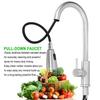 Kitchen Pull-Out Faucet Tap Mixer Spout Finish Brushed Swivel Spray Single Hole 360 Degree Brushed  Faucets Water Mixer Tap Silvery New