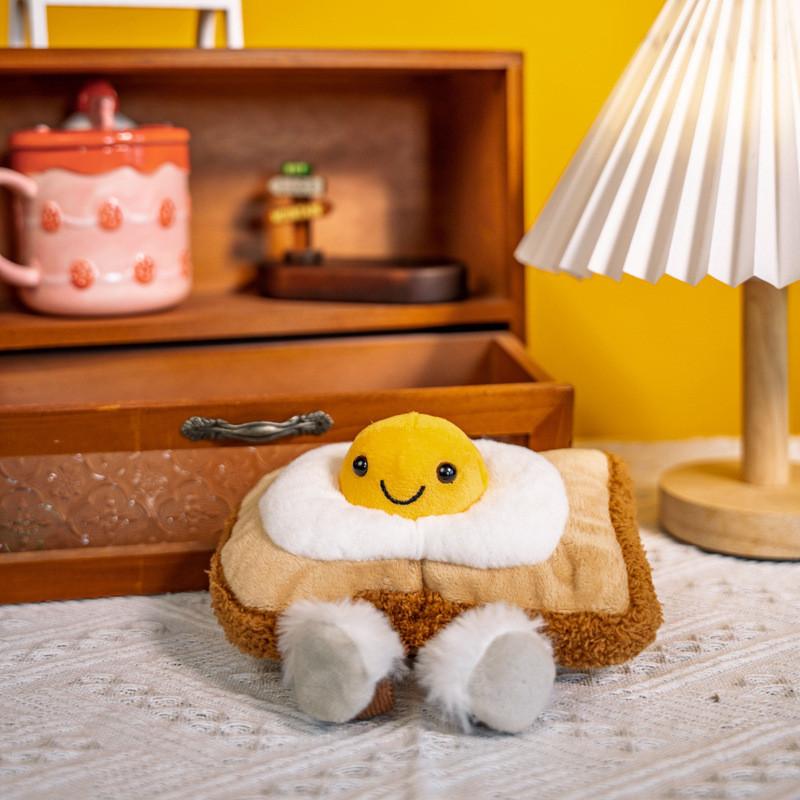 Fried Eggs Toast Plush Breakfast Toy With Face Girls Bedroom Decoration Gift