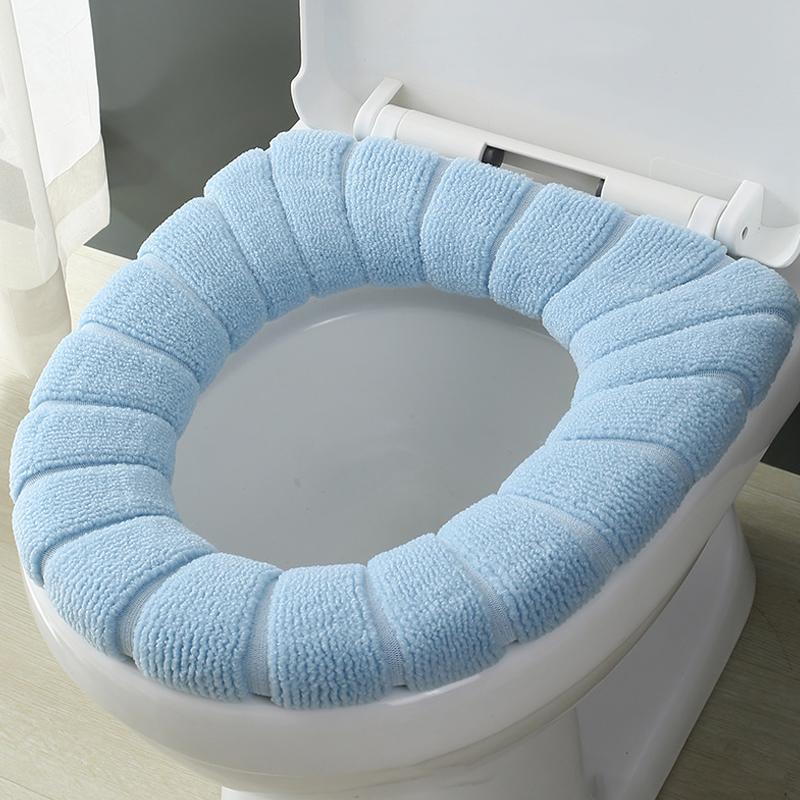 

Soft Plush Toilet Seat Cover - Portable Handle Design Cushion with Elastic Band for Bathroom Comfort