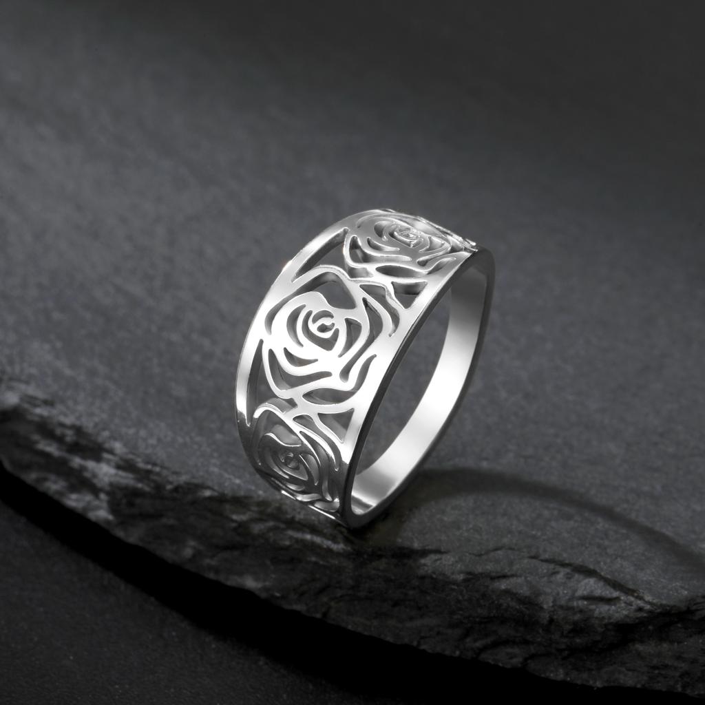 Cazador Rose Flower Rings for Women Stainless Steel 2026 Trend Jewelry Finger Ring Wedding Anniversary Birthday Gifts Wholesale