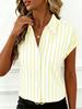 Striped Blouse For Women With Polyester Fabric Short Sleeve Office Style For Spring 2026