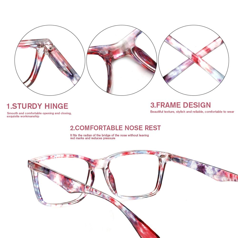 Turezing Women's Print Prescription Glasses Metal Hinges Anti-Reflective Sunglasses +2.0 +2.5 Fashion Eyewear