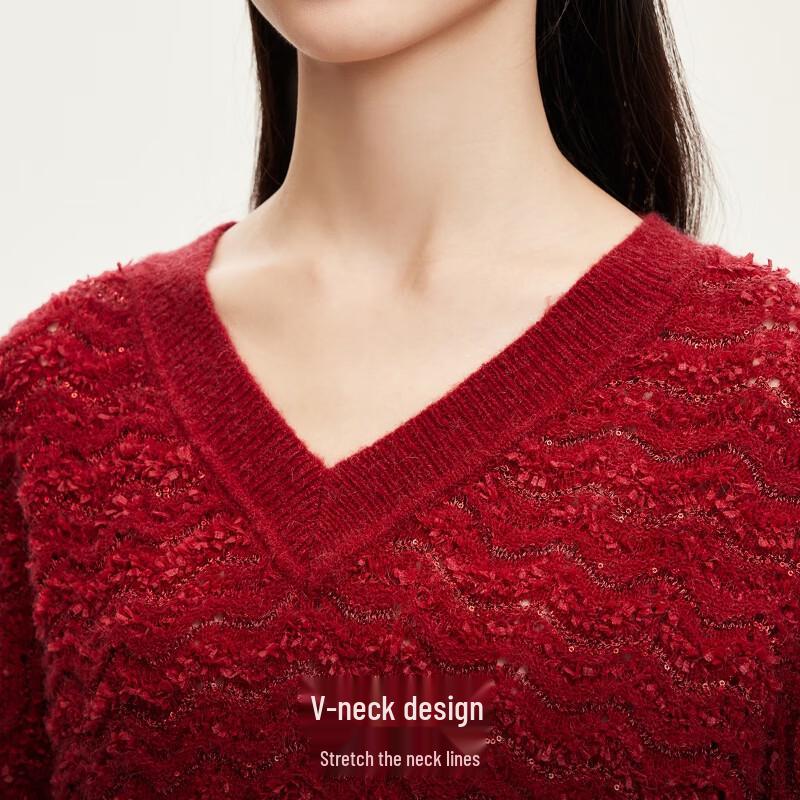 VERO MODA Women's V-Neck Wool Blend Knit Sweater
