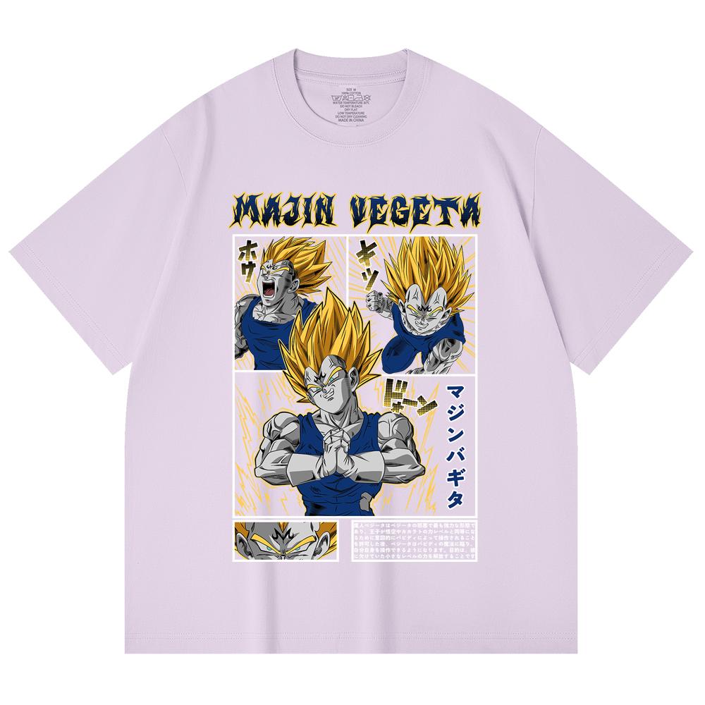 T-shirt Unisex Pesante 100% Cotone 230 Gsm con Stampa Dragon Ball V45 Majin Vegeta