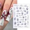 3Pcs Floral Nail Stickers Pink Black Lily Flower Vintage English Letter Nail Art Decals