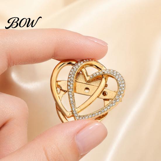 Multi-purpose Jewelry Pin Double Layered Love Heart Brooch, Rhinestone Lapel for Men Non-slip Brooch Women, Decorative Badge Clothes Bag Hat