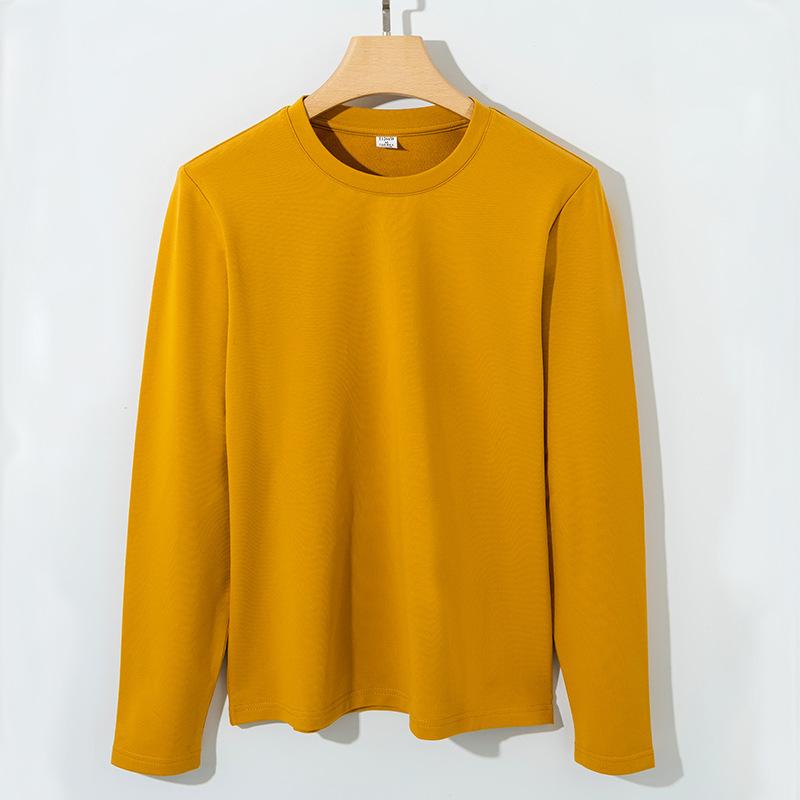 Pure Cotton T-shirt for Women Long Sleeve Round Neck Thickened Cotton Inner Layer Casual Base Shirt Machine Washing Cotton T-shirt for Women