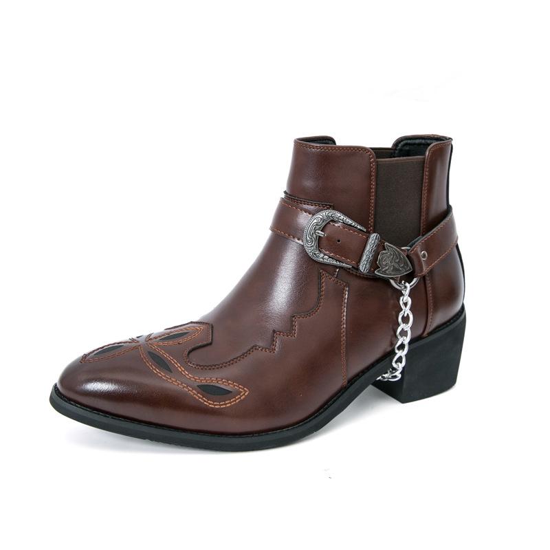Men s Retro Leather Martin Boots - Chelsea Style with Zipper Ankle Size 41 коричневый