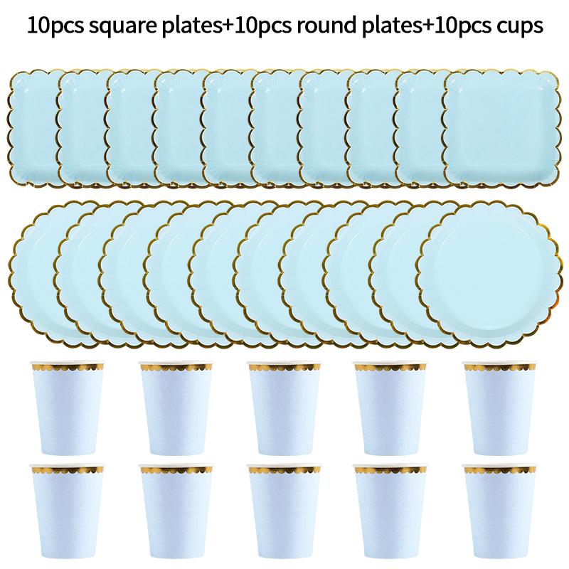 10-40Pcs/Set Colorful Disposable Party Plates Supplies Disposable Paper Dishes Party Baby Shower Disposable Birthday Tableware