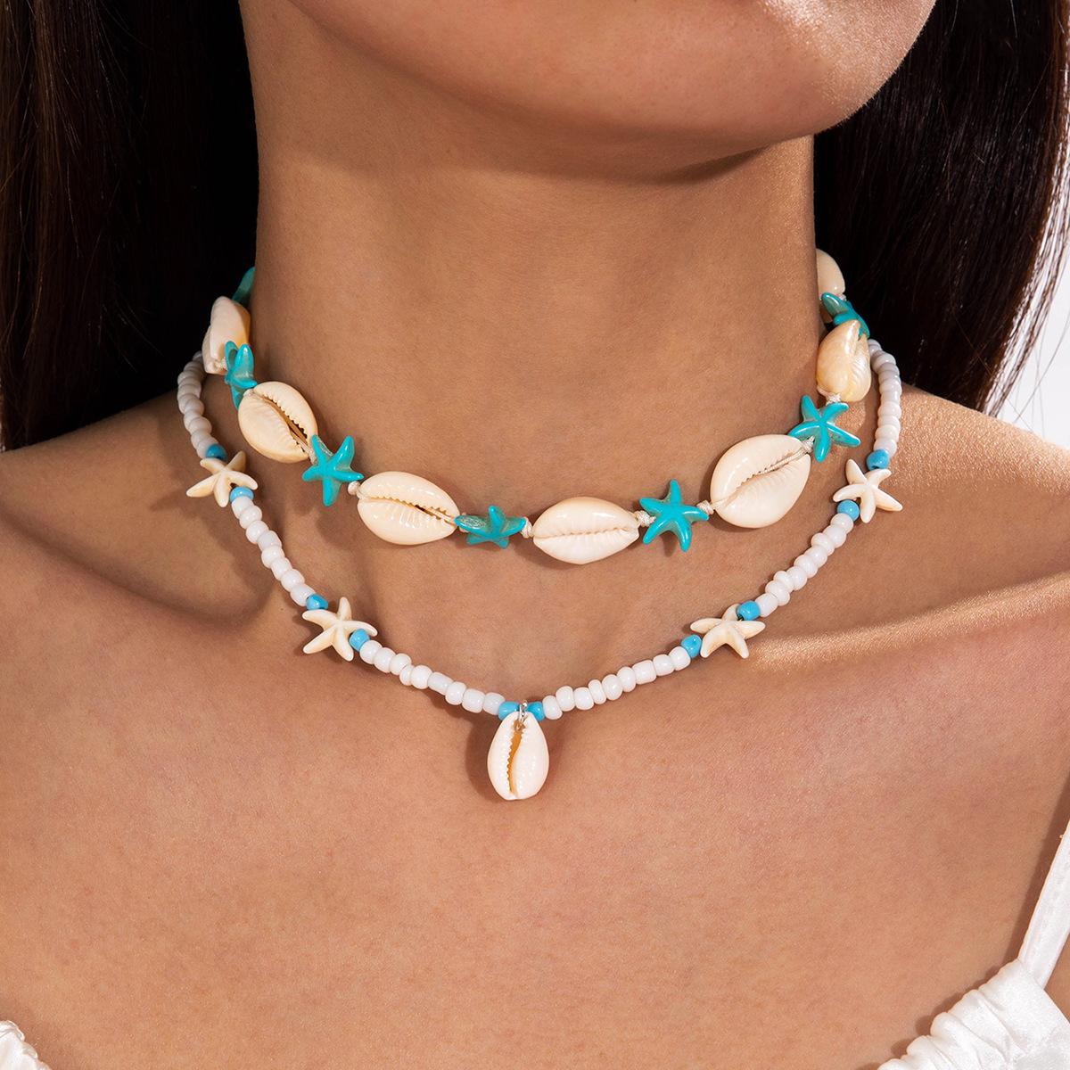 Bohemian Handmade Bead Heart-shaped Seaside Resort Necklace One Size