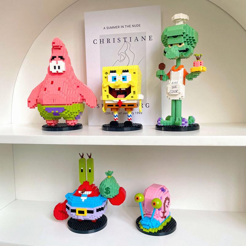 Anime SpongeBob SquarePants Micro Particles Block City Patrick Star Squidward Building Blocks Children Playthings Birthday Gifts