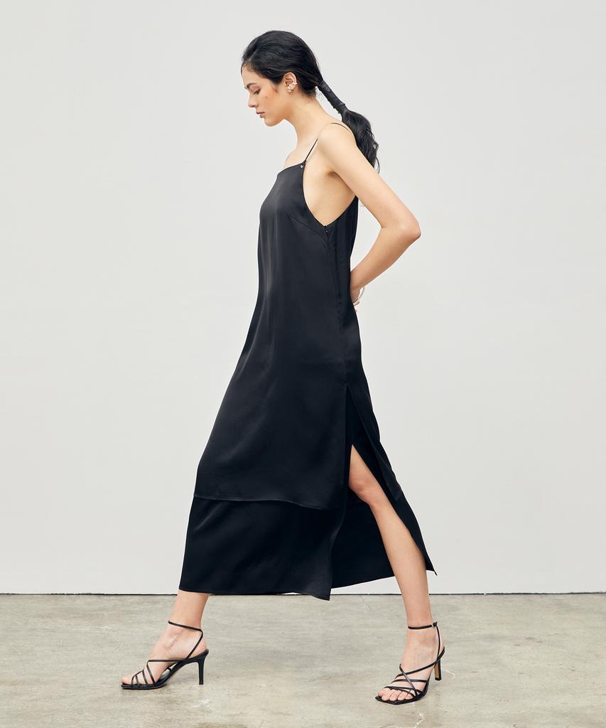 ONNE Tiered Slip Long Dress Black