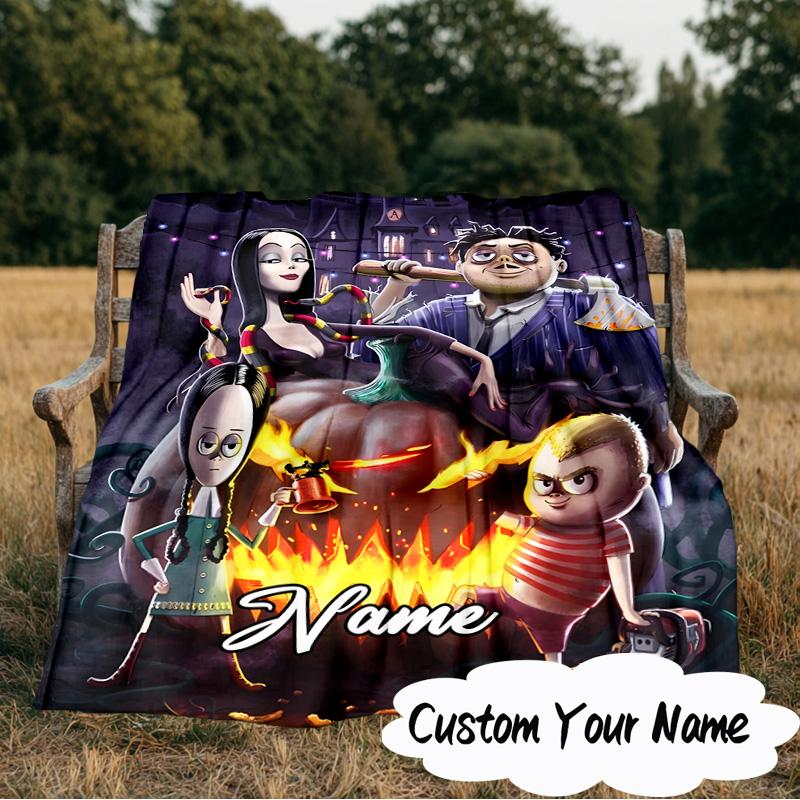 Custom Name Nightmare Addams Blanket Ideal Bedding Blanket Perfect for Travel, Camping, Living Rooms, Offices, Sofas, Fan Christmas gift