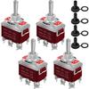 4Pcs Waterproof Momentary Toggle Switch 12V 30A (ON)-Off-(ON) 6 Pin Heavy Duty Marine Switch with Waterproof Cap for Car Boat