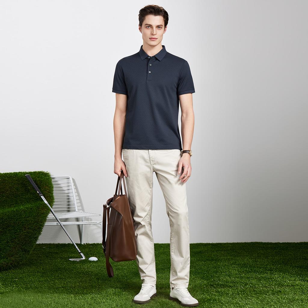 High-end Business Polo Shirt Men's Summer Beaded Breathable Classic Collar T-shirt