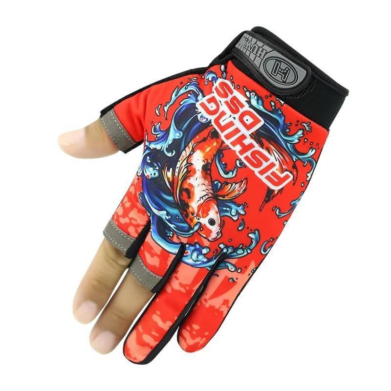 Fischerhandschuhe Herren und Damen Outdoor-Nutzung Fischereischutz Anti-Rutsch 3-Finger-Schnitt Aktives Fischereigerät Angelhandschuhe