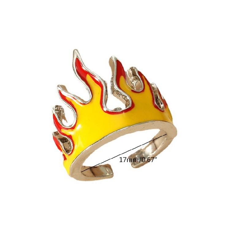Goth Flame Opening Rings for Women Metal Charms Vintage Punk Friendship Rings