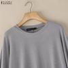 ZANZEA Women Muslim Casual Round Neck Loose Long Sleeve Blouse