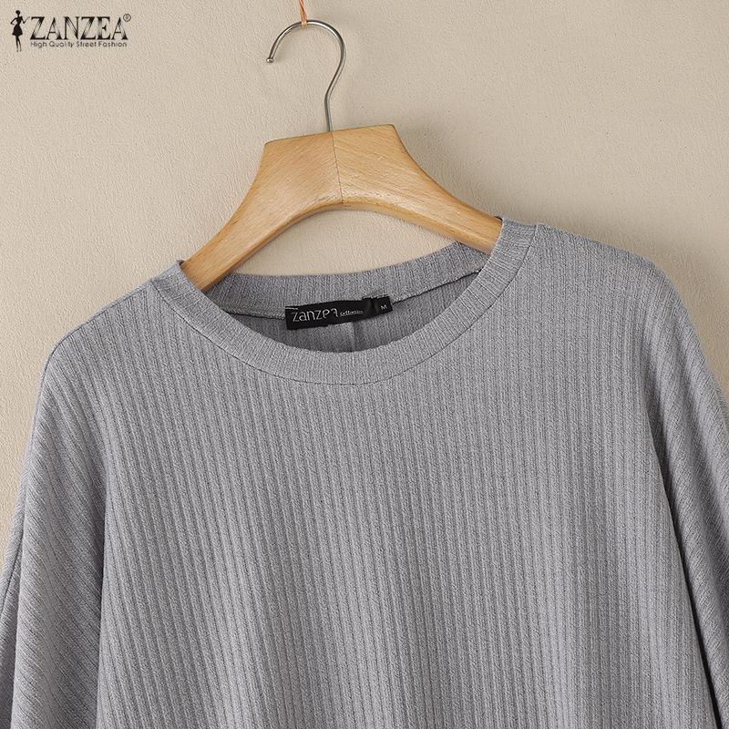 ZANZEA Women Muslim Casual Round Neck Loose Long Sleeve Blouse
