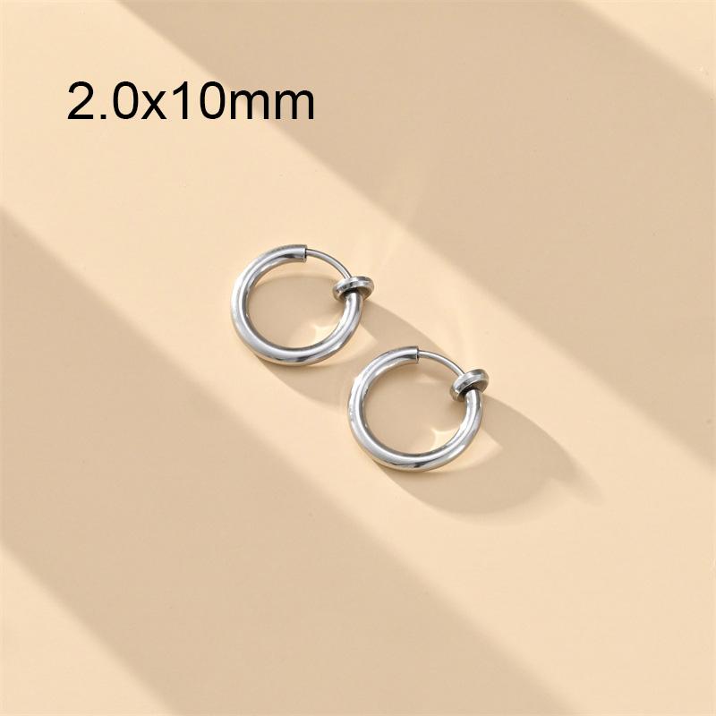 1 Pair Round Spring Ear Clip Earrings For Men/Women Stainless Steel Non-Pierced Painless Fake Earrings Classic Popular Jewelry