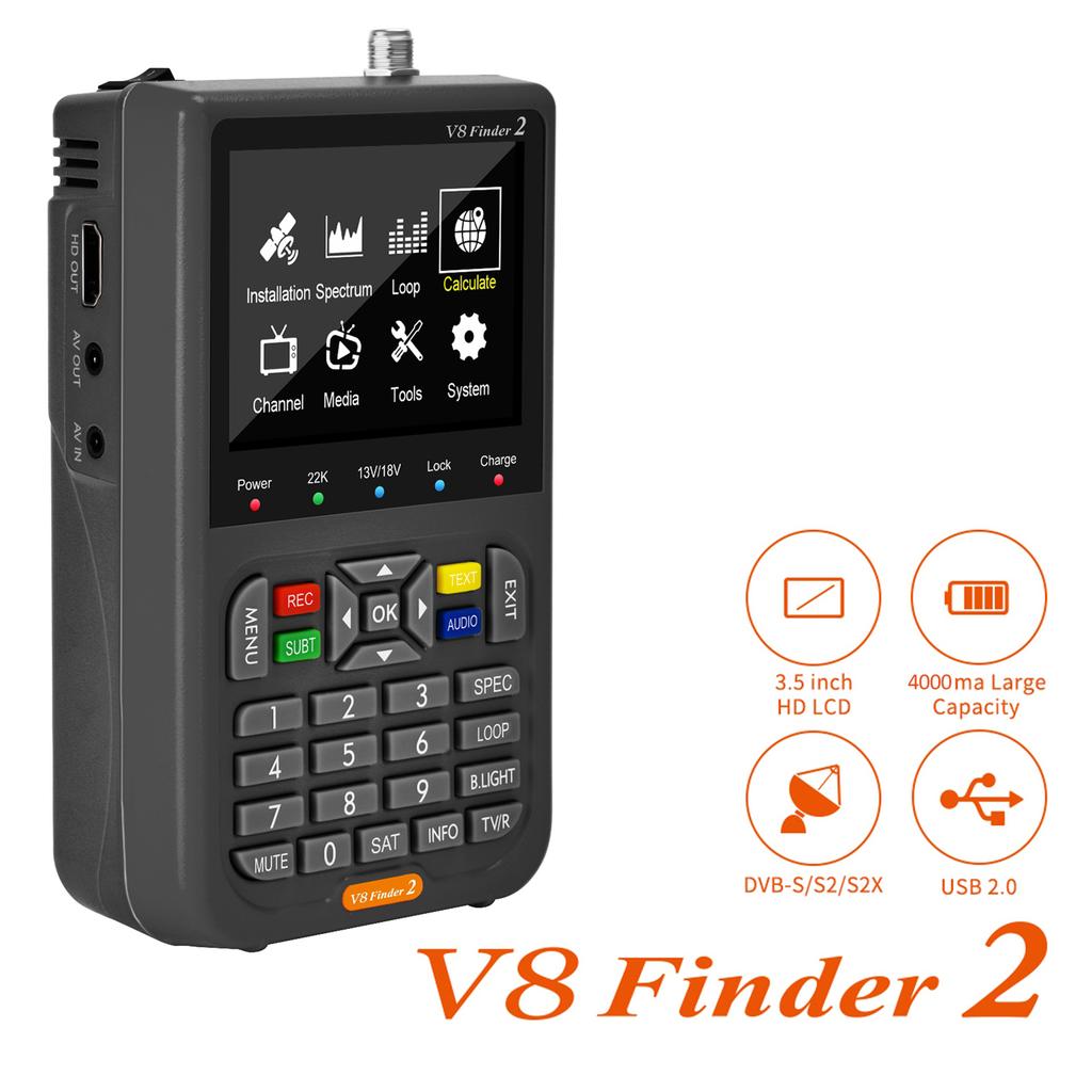 GTMEDIA V8 Finder 2 TV Signal Finder Meter DVB S S2 S2X Signal Receiver 3.5 Inch LCD Dispaly H.264 Auto Calculate Angle
