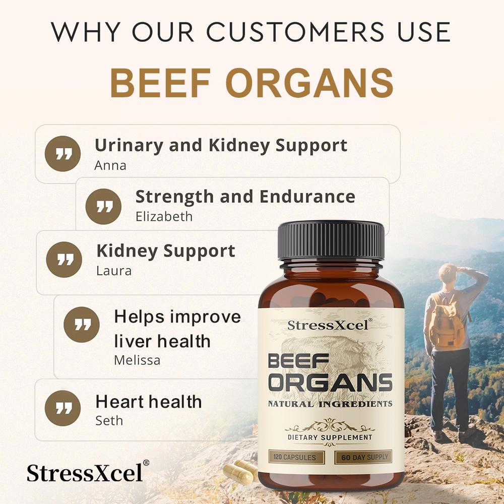 3000 Mg Grass-Fed Beef Offal Supplement, Suitable For Both Men And Women, 120 Capsules.