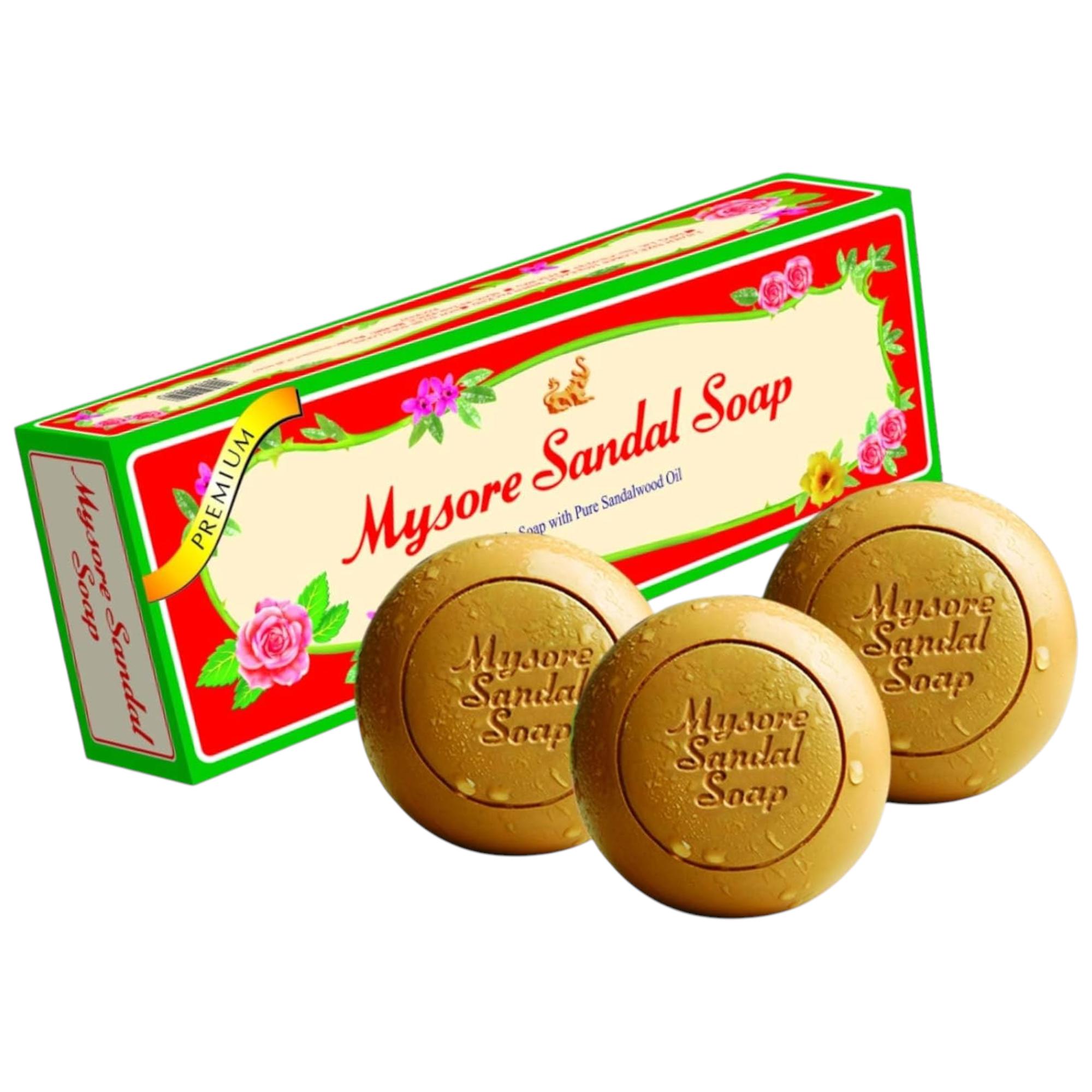 Мыло Mysore Sandal 450 г (150x3 шт. ) Набор из 1 мыла для ванны с ароматом чистого сандала для мужчин и женщин, увлажняющее очищающее мыло, для ежедневного использования