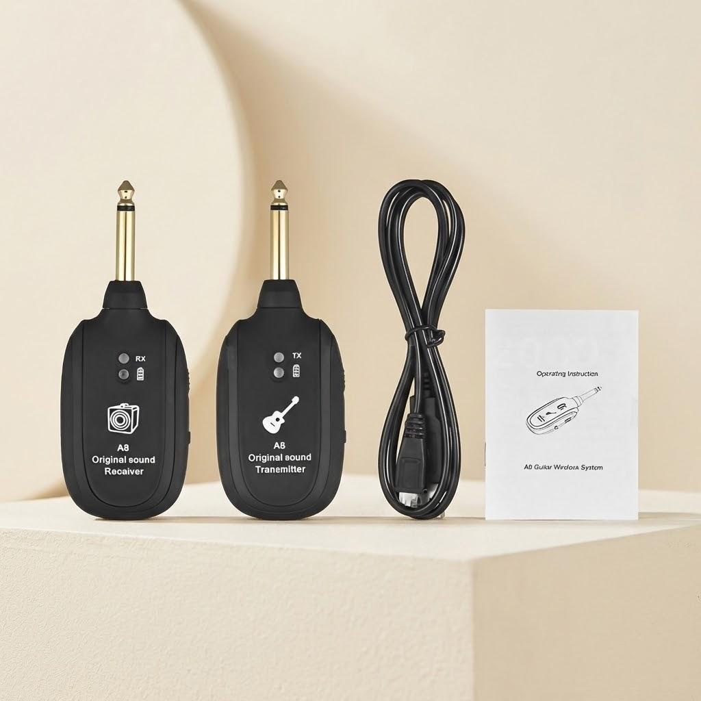 

Wireless Guitar System 4 Channels Transmitter Receiver for Electric Guitar Bass Violin Low Latency High Quality Sound
