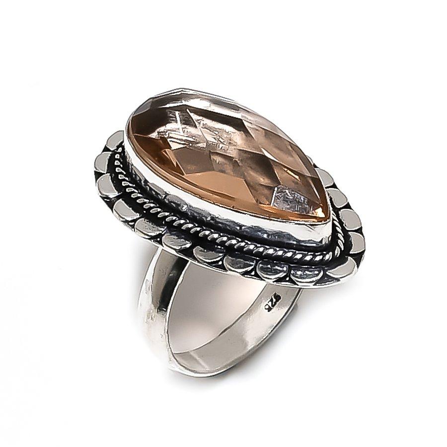 Natürlicher Morganit Edelstein Handarbeit 925 Steling Silber Geschenk Ring Größe 8,5 T4E82