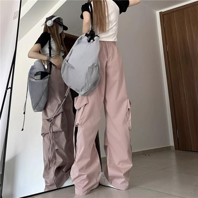 Jazz Dance Sweet Wear Cargo Hosen Set Sommer Casual Pink Tanzkleidung Hosen Damen Hohe Taille Sport Cargo Weitbeinige Hosen