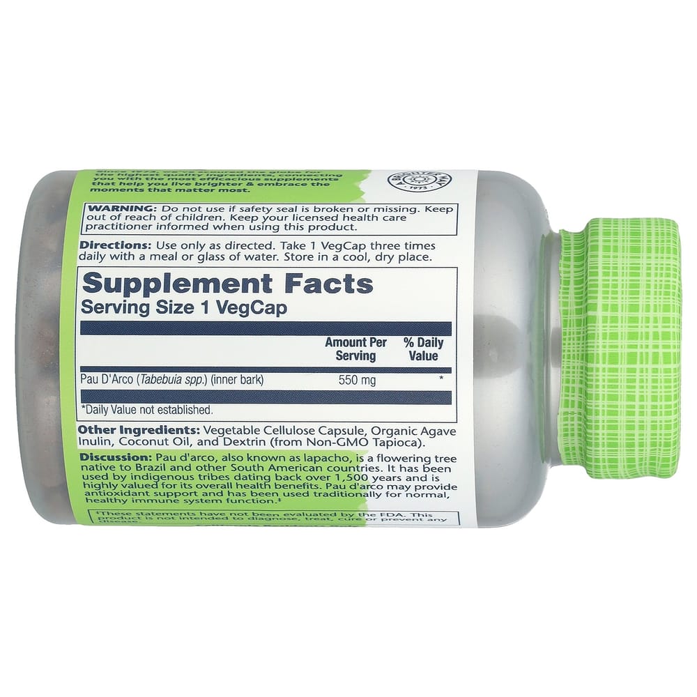 iHerb Solaray Pau d'Arco 550mg Veggie Capsules, 100 Count