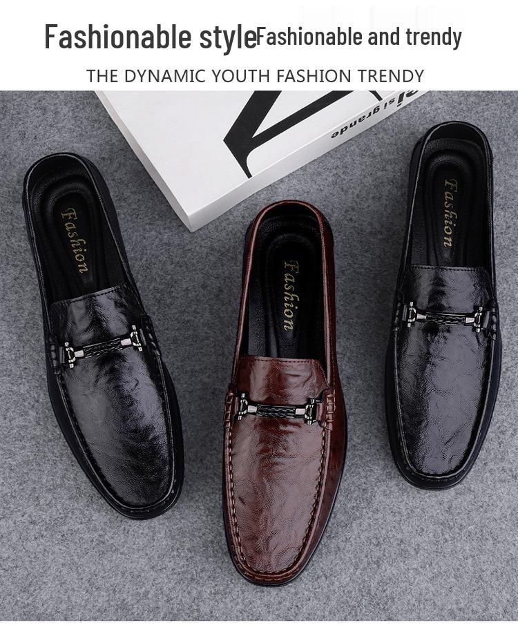 Youth Men's Genuine Leather Moccasins, Size 37-46, Fashionable Soft Leather Slip-on Casual Driving Shoes